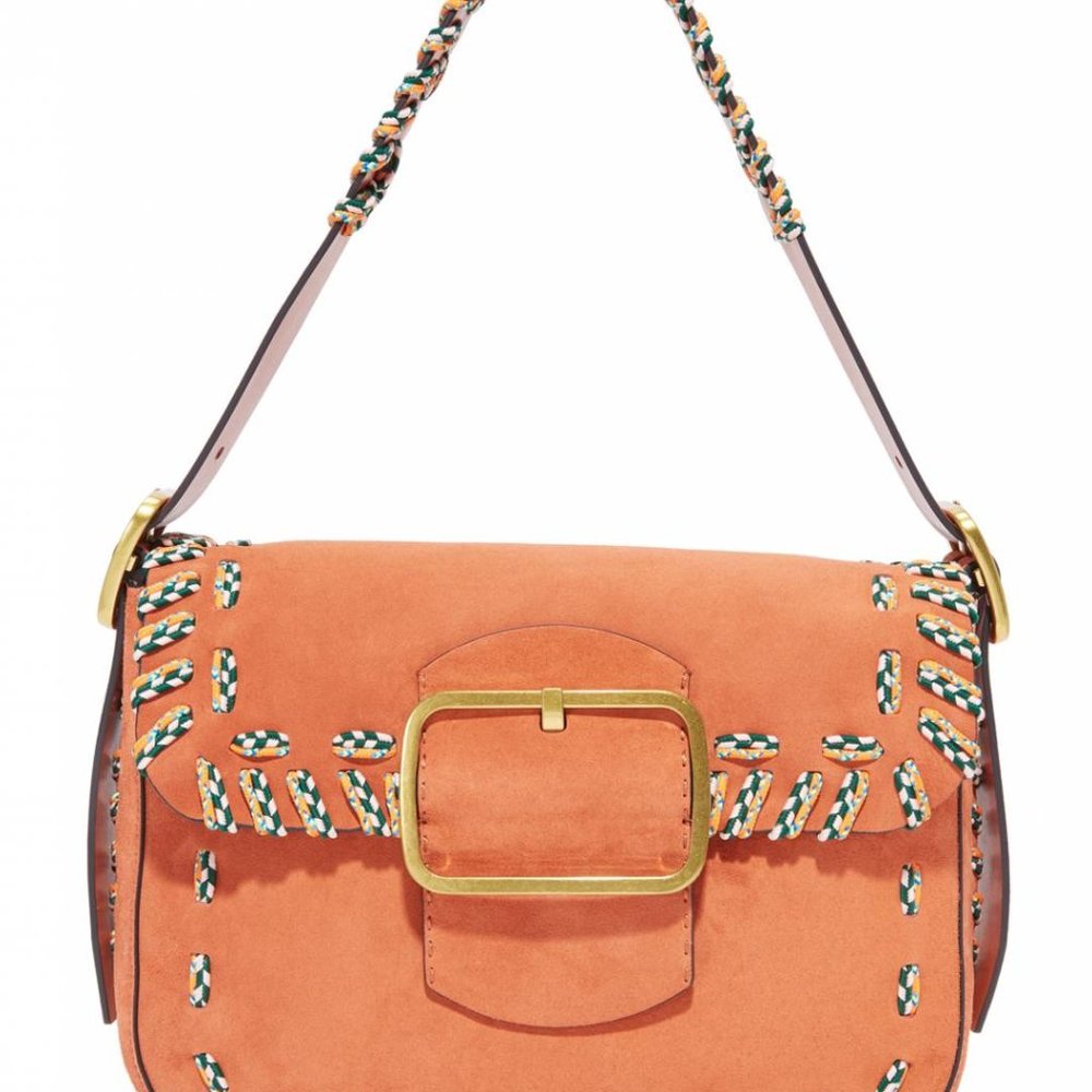 New Tory Burch Sawyer Stitch Suede Handbag